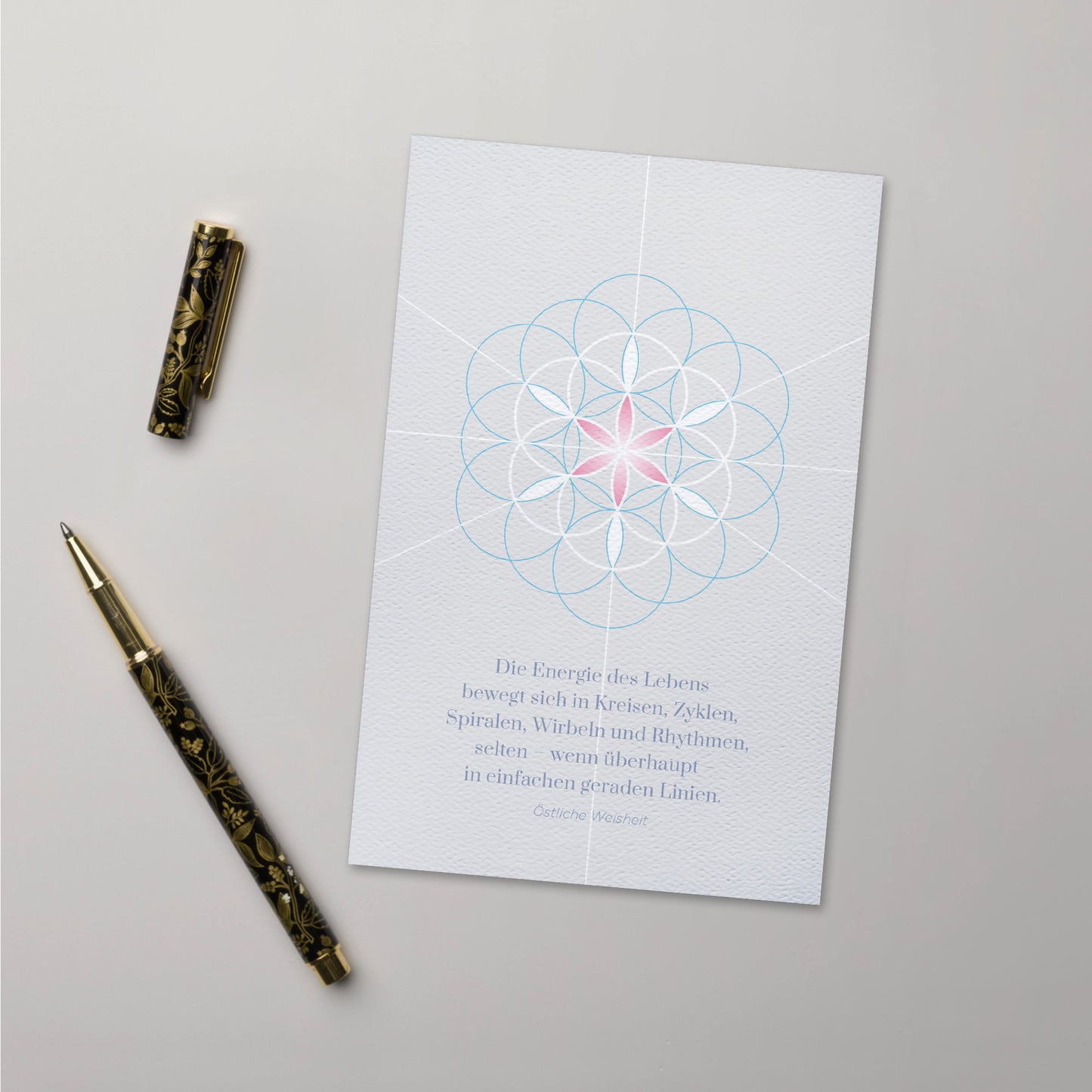 BONANI Grußkarte 06 "Blume des Lebens", heilige Geometrie, mit Zitat, 11 x 17 cm, Klappkarte inkl. Umschlag - BONANI Design Schreibwaren