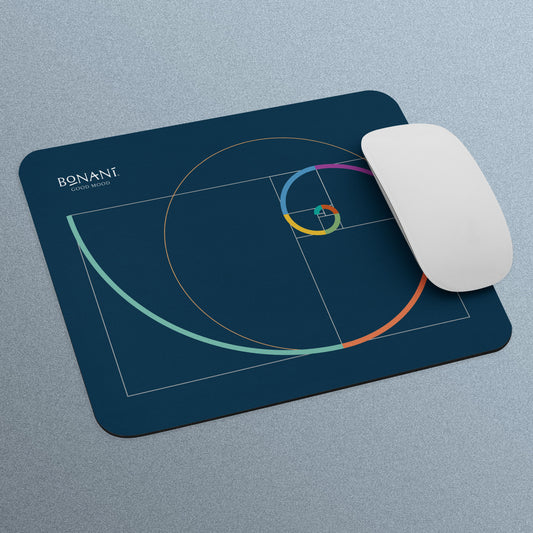 Design - Mauspad "Goldener Schnitt" mit Fibonacci - Spirale, Heilige Geometrie - BONANI Design Mauspad