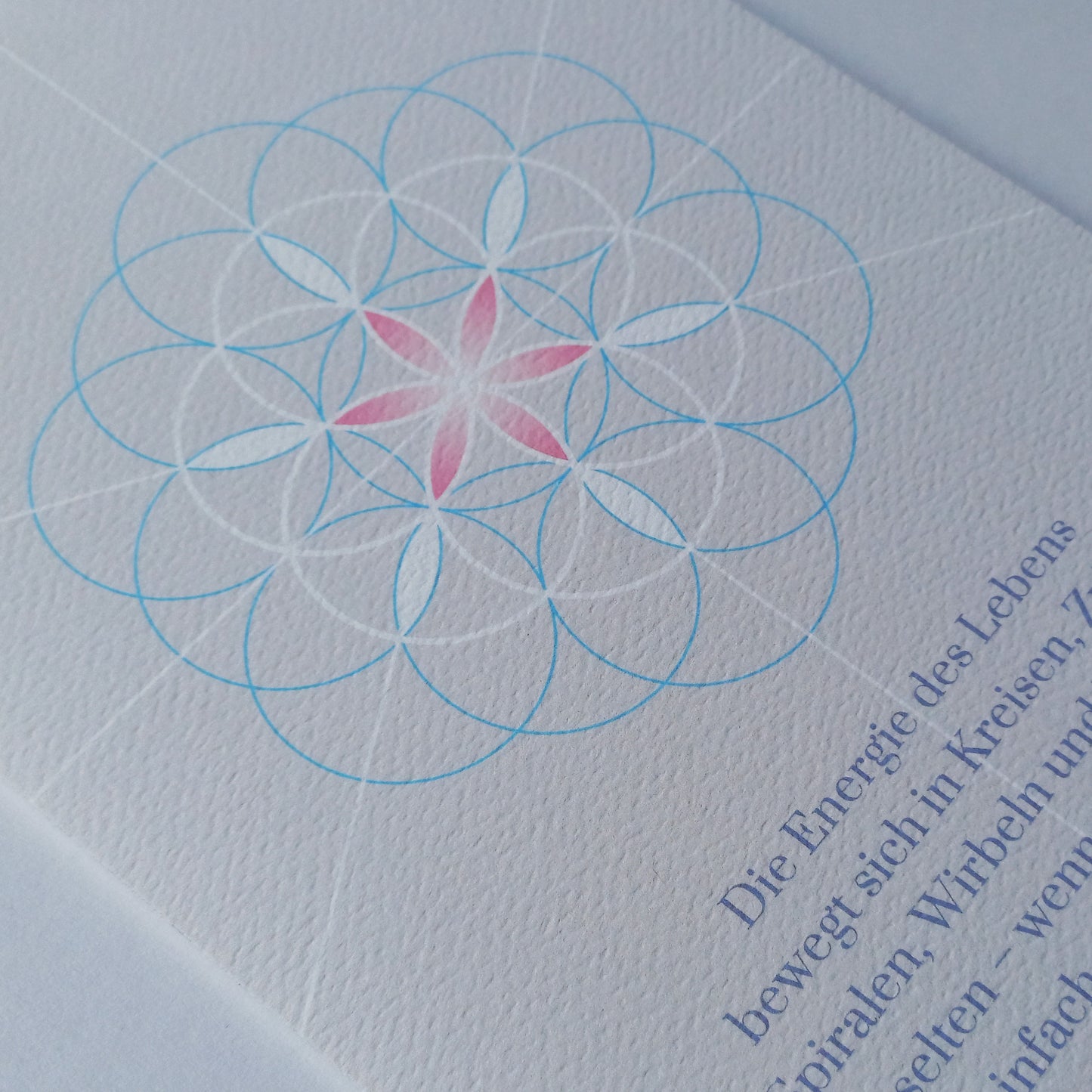 BONANI Grußkarte 06 "Blume des Lebens", heilige Geometrie, mit Zitat, 11 x 17 cm, Klappkarte inkl. Umschlag - BONANI Design Schreibwaren