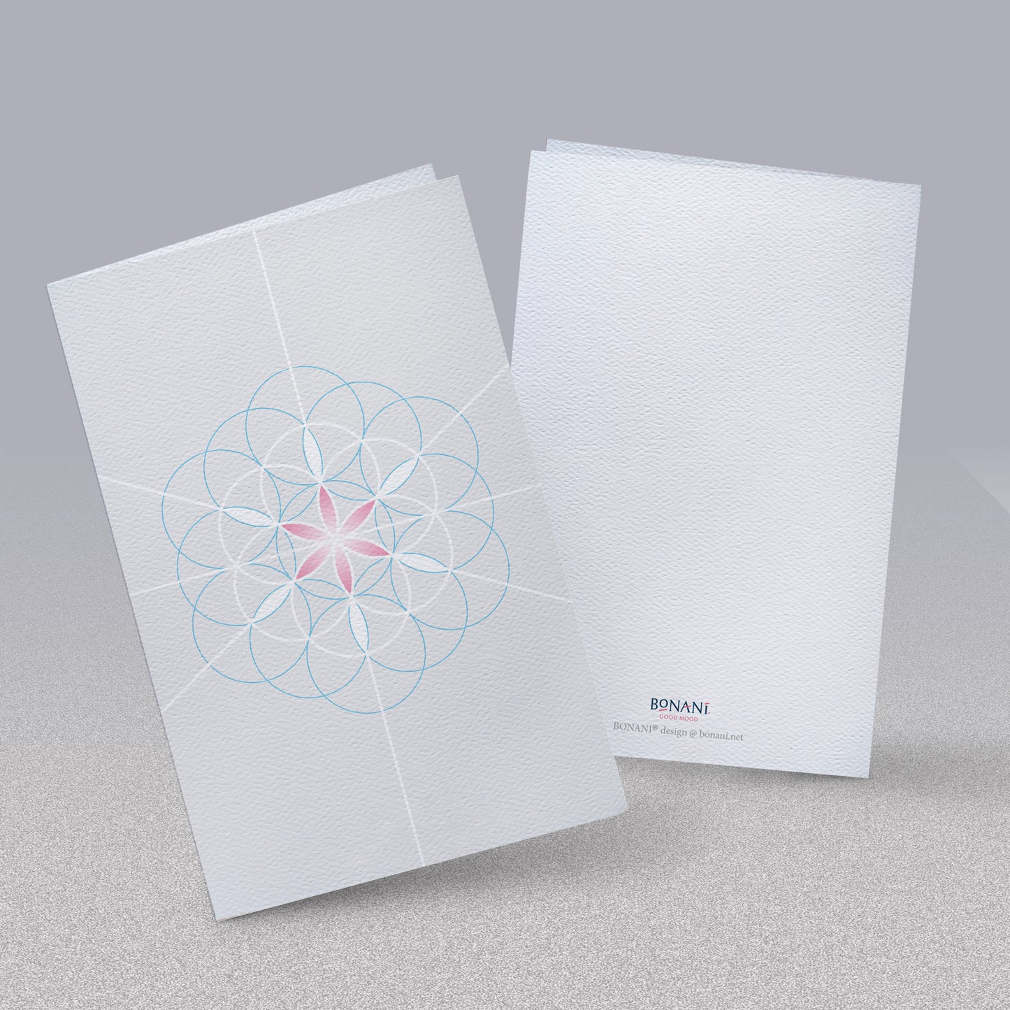 BONANI Grußkarte 05 "Blume des Lebens", heilige Geometrie, hell, 11 x 17 cm, Klappkarte inkl. Umschlag - BONANI Design Schreibwaren
