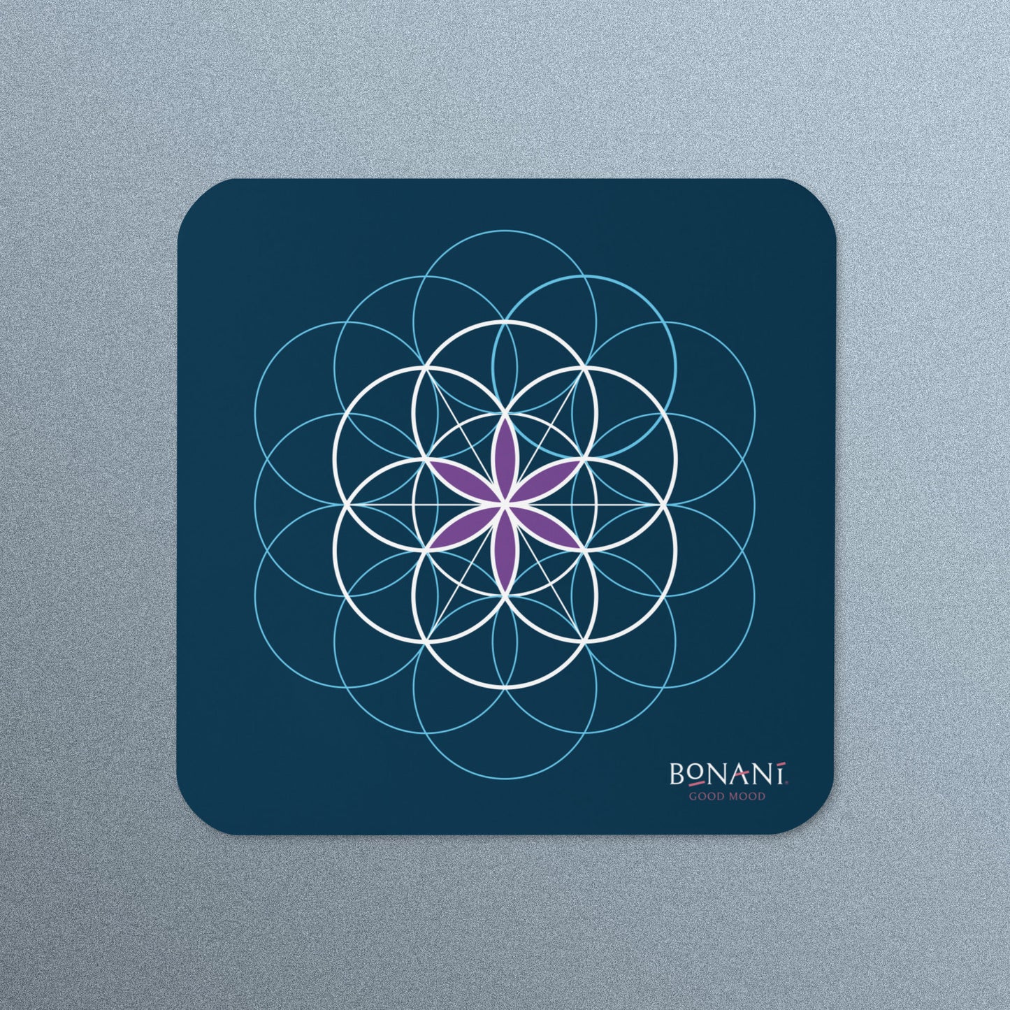 Korkuntersetzer mit der Blume des Lebens, Symbol der heiligen Geometrie - BONANI Design