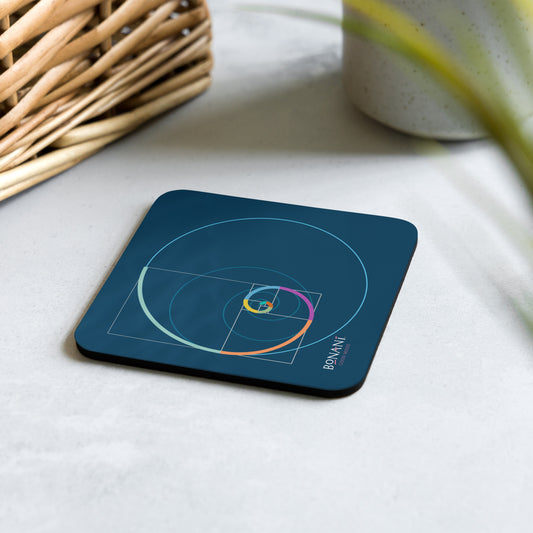 Korkuntersetzer Goldener Schnitt mit dem Design der Fibonacci - Spirale - BONANI Design Untersetzer